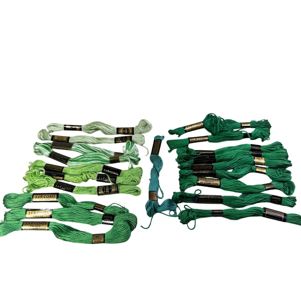 20‎ Vintage Embroidery Floss Skeins J & P Coats DMC Green Variegated Lot